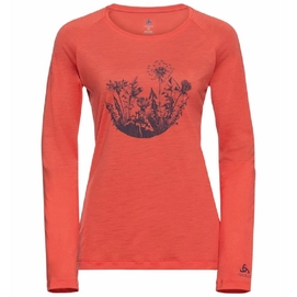 T-shirt Manches Longues Odlo Women Concord Hot Coral Flower Circle Print