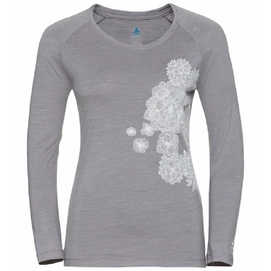 T-shirt Manches Longues Odlo Women Concord Grey Melange Bloom Print
