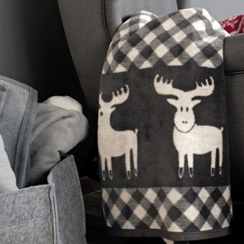 Jacquard Decke Ibena Messina Hirsch Grau