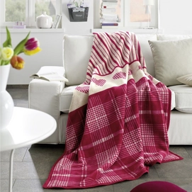 Jacquard Decke Ibena Messina Rot/Natur