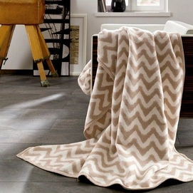 Jacquard Decke Ibena Messina ZickZack Beige