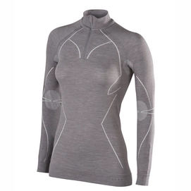 Long Sleeve T-Shirt Falke Women Wool-Tech Zip Grey Heather