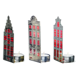 Kaarshouder POLSPOTTEN Waxinelight Canalhouses Red Light (Set van 3)