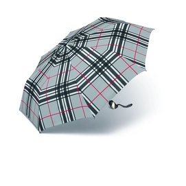 Parapluie Happy Rain Easymatic Ultra Light Quadrillage Gris Clair