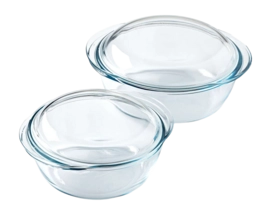 Ovenschaal Pyrex 4 In 1 Rond Transparant 1,6 L / 2,3 L (Set van 2)