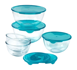 Mengkom Pyrex Prep & Store Groot Transparant (5-Delig)