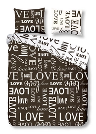Parure de Lit Good Morning Love Taupe Coton