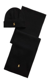 Bonnet & Écharpe Ralph Lauren Homme Merino Wool Gift Set Polo Black Gold PP