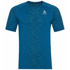 T-shirt de Sport Odlo Men SS Crew Neck Blackcomb Ceramico Mykonos Blue Space Dye