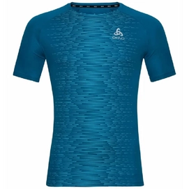 T-shirt de Sport Odlo Men SS Crew Neck Essential Print Mykonos Blue Graphic SS21