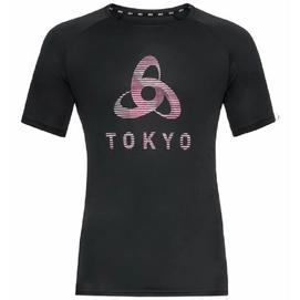 T-shirt de Sport Odlo Men SS Crew Neck Essential Print Black Graphic SS21