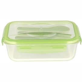 Lunchbox Pebbly Met Bestekset Plastic 1,2L Green