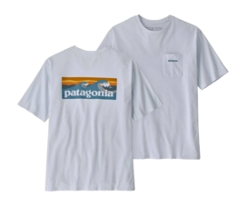 T-Shirt Patagonia Men Boardshort Logo Pocket Responsibili-Tee  White