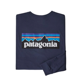Shirt Patagonia Men L/S P6 Logo Responsibili Tee Classic Navy