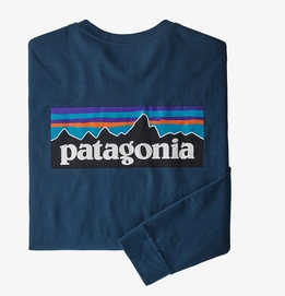 T-Shirt Patagonia Men's Long Sleeve P6 Logo Responsibili Tee in Crater Blue