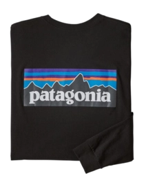 Shirt Patagonia Men L/S P6 Logo Responsibili Tee Black
