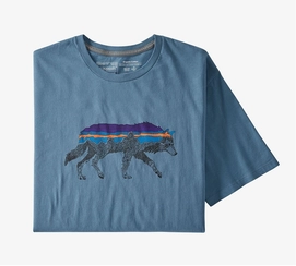 T-Shirt Patagonia Men's Back For Good Organic in Pigeon Blue Wolf Color