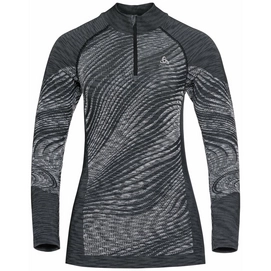 Undershirt Odlo Women BL Top Turtle Neck LS Half Zip Blackcom Black Space Dye