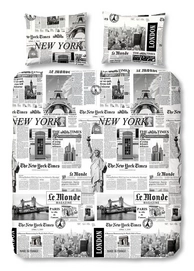 Dekbedovertrek Good Morning Newspaper Grijs Katoen