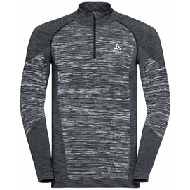 Ondershirt Odlo Men BL Top Turtle Neck LS Half Zip Blackcom Black Space Dye