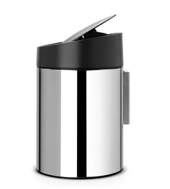 Slide Bin Wandafvalemmer RVS Zwart 5L Brabantia
