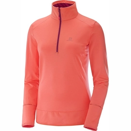 Skipullover Salomon Discovery Half Zip Fluo Coral Damen
