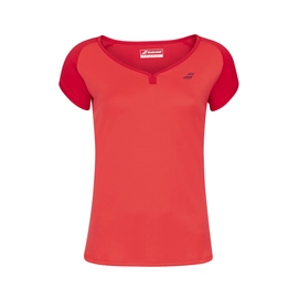 Tennisshirt Babolat Play Cap Sleeve Top Tomato Red Mädchen