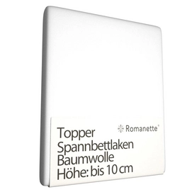 Topper Spannbettlaken Romanette Weiß (Baumwolle)-70 x 200 cm