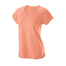 Tennis Shirt Wilson Women Training V-Neck Tee Papaya Punch