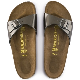 Slippers Birkenstock Women Madrid Leather Metallic Anthracite Narrow