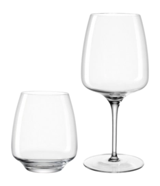 Servizio Bicchieri Leonardo Cesti, Set da 4 Bicchieri Tumbler e 4 Calici Vino Rosso
