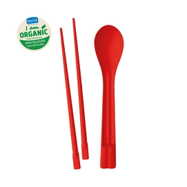 Bestekset Koziol Dynasty Chopsticks en Lepel Set Organic Red