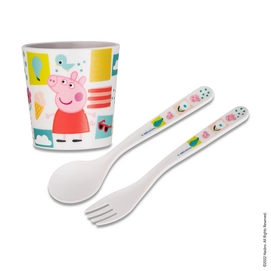 Tasse et Couvert pour Enfant Koziol Bio-Circulaire Easy Eater Peppa Pig Blanc