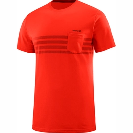 T-Shirt Salomon Men Color Block SS Fiery Red