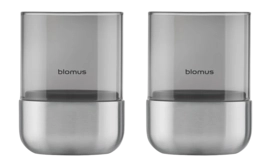 Windlicht Blomus Calma Stainless Steel Matt Glass Smoke Extra Small (Set van 2)