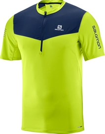 T-shirt Salomon Men Fast Wing HZ SS Acid Lime Dress Blue