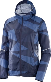 Jacke Salomon Agile Wind Print Hoodie Night Sky Graphite Crown Blue Damen