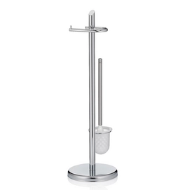 Set Porta carta igienica da terra e Porta scopino WC Kela Ken h 73 cm, Cromo lucido