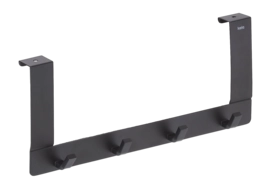 Appendi asciugamano Multi rack 4 ganci Kela Colgar per porta da 20 mm, Nero opaco