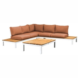 Loungeset Suns Memphis Eckgarnitur Matt White / Terra Coral (4-teilig)