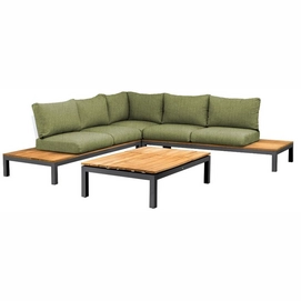 Loungeset Suns Memphis Hoekopstelling Matt Royal Grey / Forest Green (4-delig)