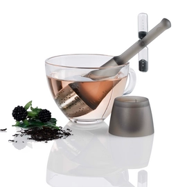 Theezeef AdHoc Santea Staand Met Zandloper Lichtzwart 21,5 cm