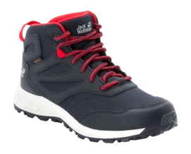 Hiking Boots Jack Wolfskin Kids Woodland Texapore Mid Night Blue Red