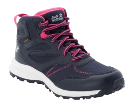 Wanderschuh Jack Wolfskin Woodland Texapore Mid Night Blue Pink Kinder