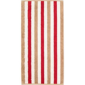 Serviette de Toilette Cawö Coast Stripes Red/Nature (Lot de 3)