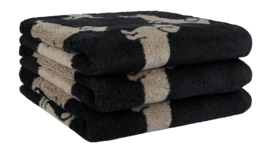 Handdoek Cawö We love Dogs Black/Beige (Set van 3)