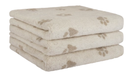 Handdoek Cawö We love Dogs Paws Nature/Beige (Set van 3)