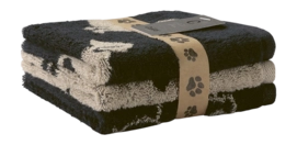 Gezichtsdoekje Cawö We love Dogs Mix Black/Beige (Set van 3)