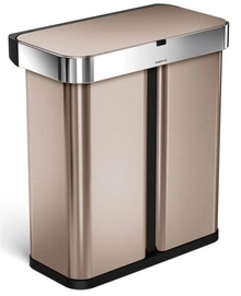 Prullenbak simplehuman Liner Pocket Voice Control Recycler Rose Goud 58L