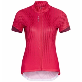 Maillot de Cyclisme Odlo Femmes S/U Collar S/S Full Zip Essential Paradise Pink Raspberry-XS